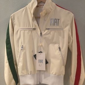 Fiat Off White Striped Bomber Style Jacket - Small